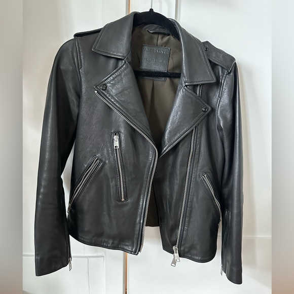 EUC Allsaints Elva leather jacket sz 2 - Picture 5 of 11